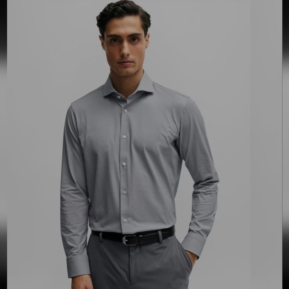 HUGO BOSS MEN'S GRAY Formal XL 16.5 DRESS SHIRT LIKE NEW